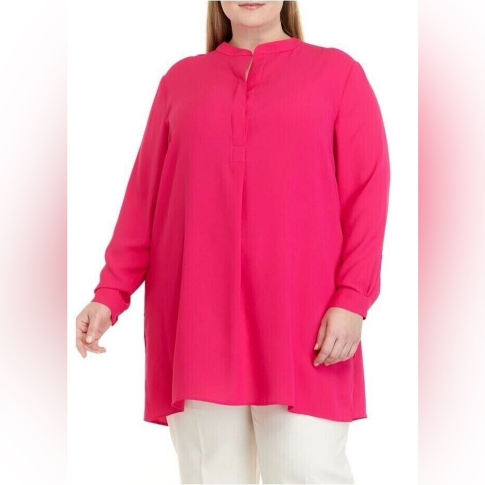 Anne Klein Pink Long Sleeve Charmeuse Nehru Tunic Size 3X NWT